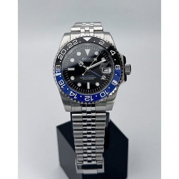Custom Seiko Mod • BiDirectional Bezel Batgirl Blue Text “GMT-Master ll” Ice Blue Lume • 40mm